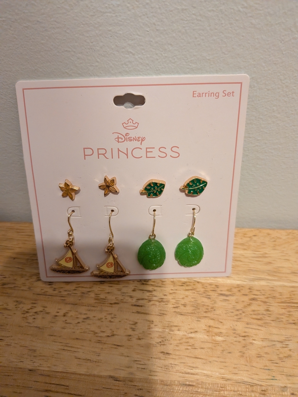 Disney Princess Gold & Green Kids Earring Set